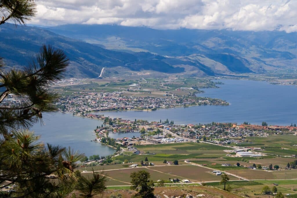 Aerial view of Osoyoos and its lake