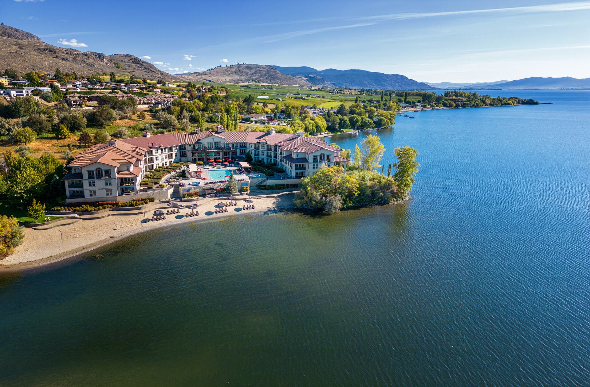 Osoyoos lakefront resort at golden hour