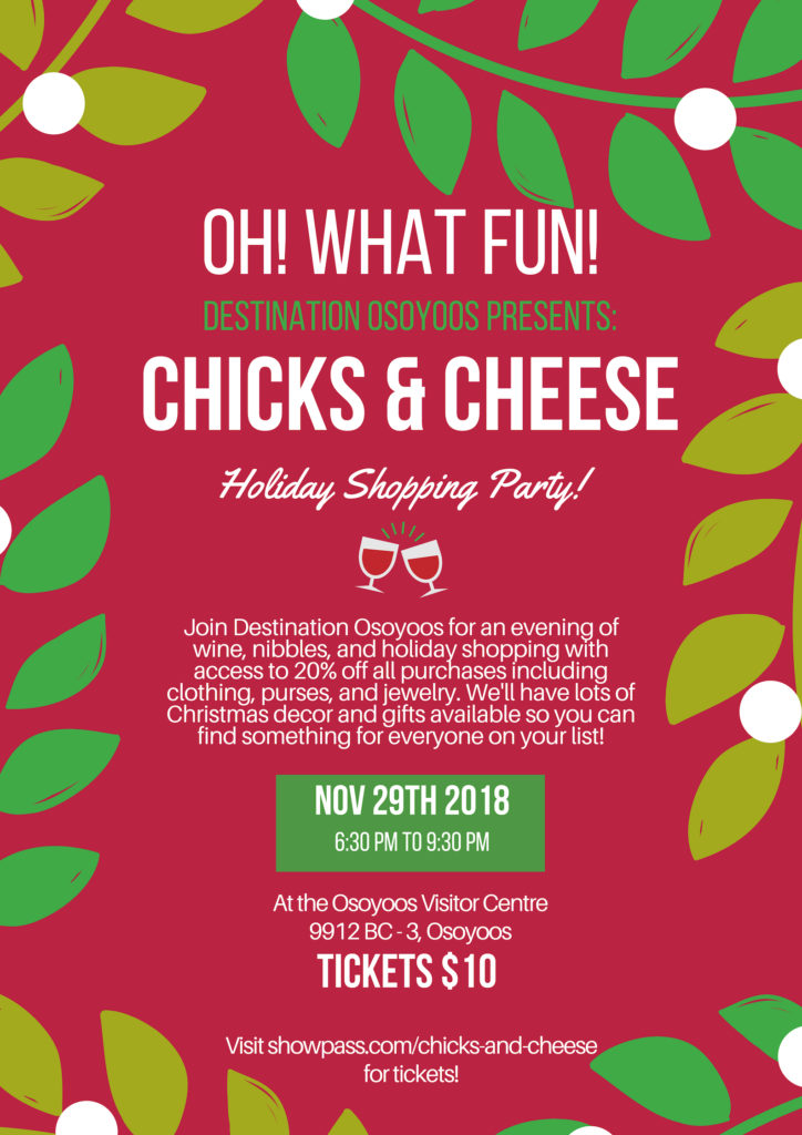 chicks cheese holiday shopping party destination osoyoos holiday shopping party