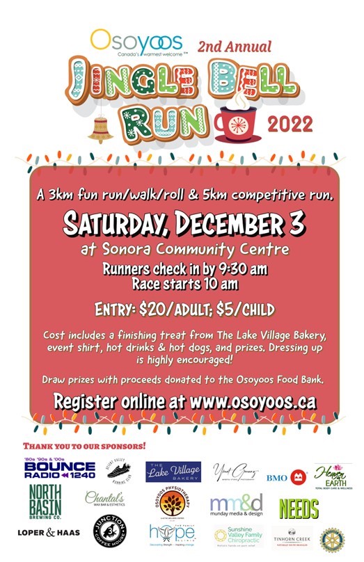 Osoyoos 2nd Annual Jingle Bell Run Sonora Community Centre